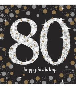 Servietter 80 år Sparkling