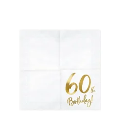 Servietter 60th birthday, guld