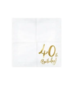 Servietter 40th birthday, guld