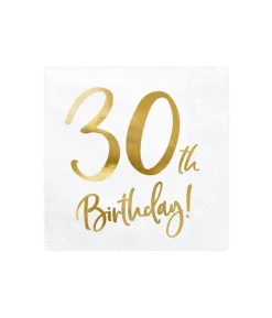 Servietter 30th birthday, guld