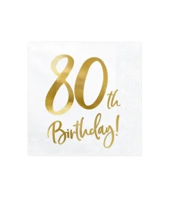 Servietter 80th birthday, guld
