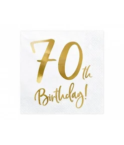 Servietter 70th birthday, guld