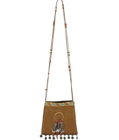 Skuldertaske i ruskind-look