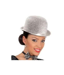 Sølv bowlerhat med glimmer