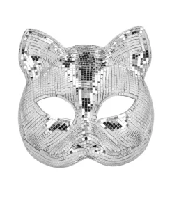Sølv disko kattemaske