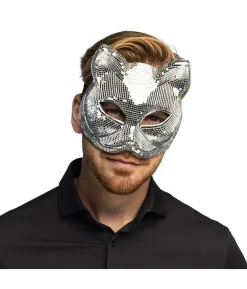 Sølv disko kattemaske