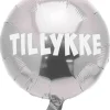 Sølv folieballon Tillykke
