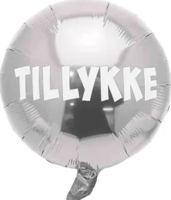 Sølv folieballon Tillykke