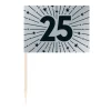 Sølv 25 kageflag, 50 stk