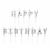 Sølv kagelys Happy birthday