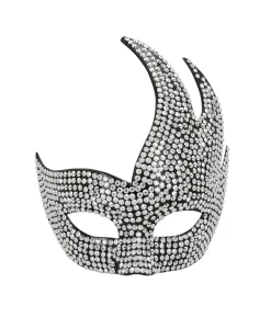 Sølv venetian maske med sten