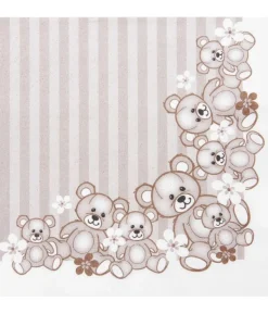 Små bamser servietter, brun 33x33 cm