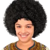 Sort afro paryk, barn