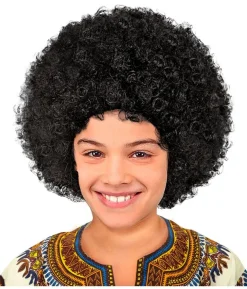 Sort afro paryk, barn