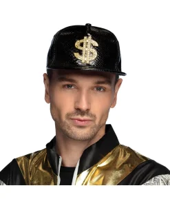 Sort cap med dollartegn