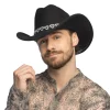 Sort cowboyhat med sølv hjerter