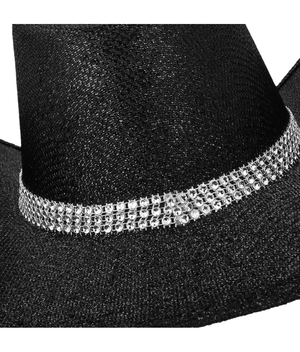 Sort Cowboyhat, metallic