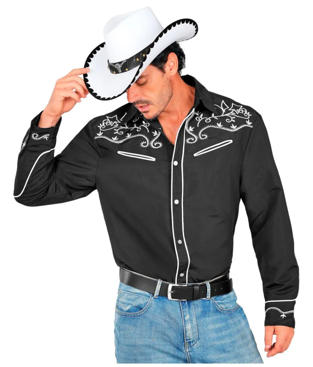 Sort cowboyskjorte