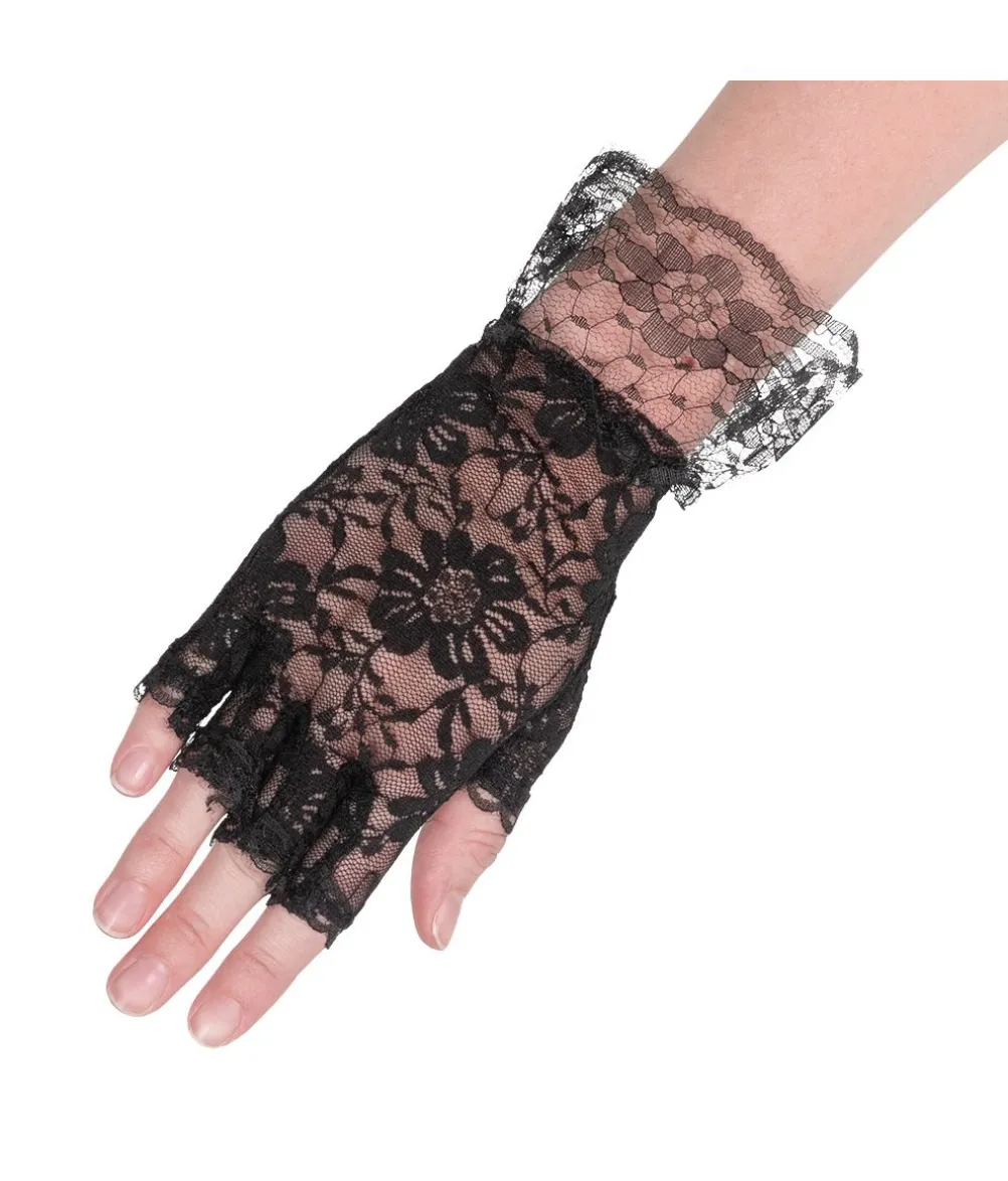 Sorte fingerløse blonde hansker