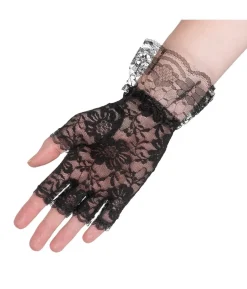 Sorte fingerløse blonde hansker
