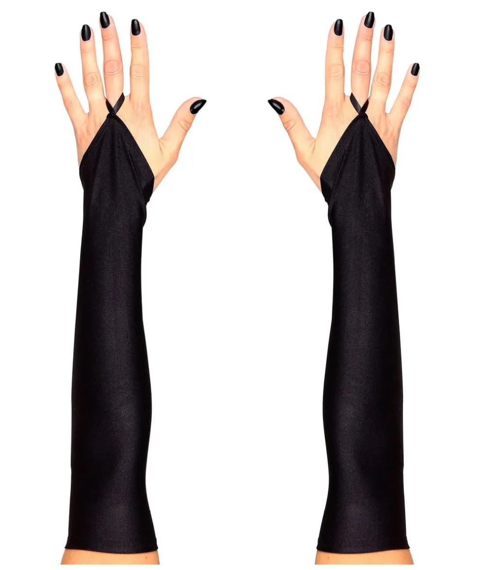 Sorte fingerløse lange handsker