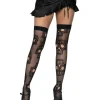 Sorte kranie net stockings
