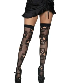 Sorte kranie net stockings