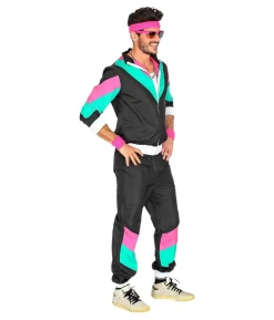 Sort 80er Joggingdragt kostume