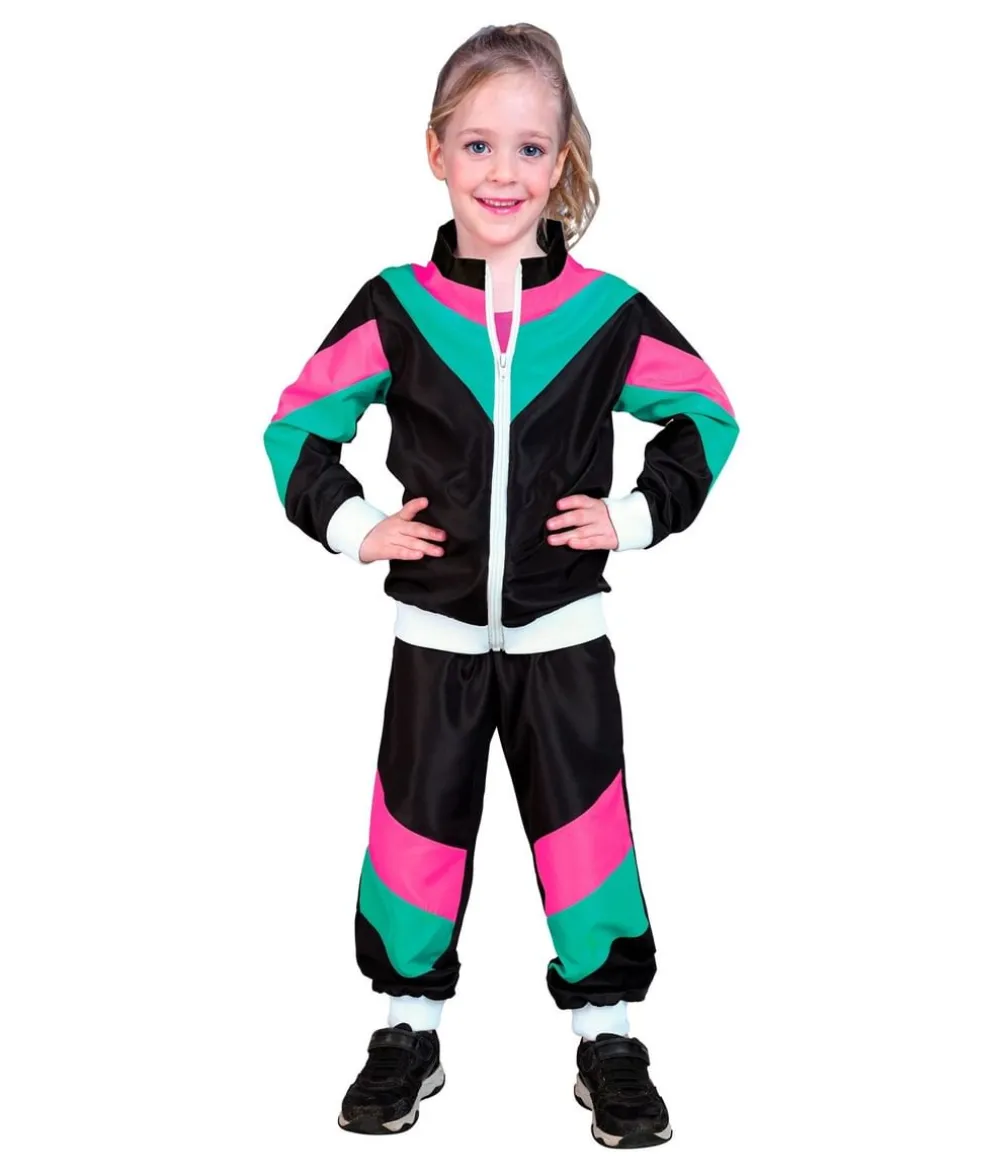 Sort 80er joggingdragt kostume