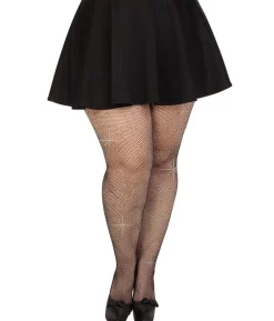 Sorte strømpebukser med krystaller XL