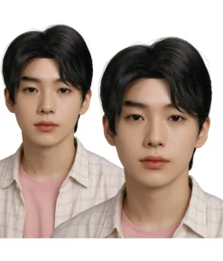 Sort K-pop dæmon paryk