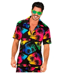 Sort neon hawaii skjorte