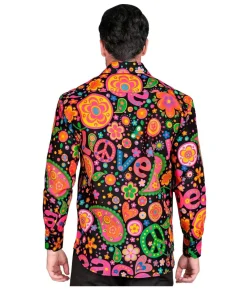 Sort neon hippie skjorte