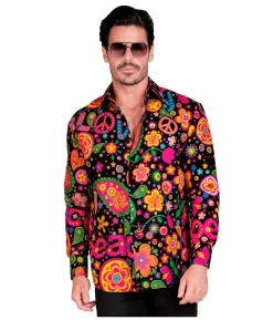 Sort neon hippie skjorte