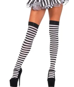 Sort og hvid stribede stockings, XL