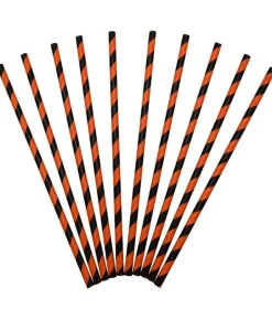 Sort og orange papirsugerør, 24 stk
