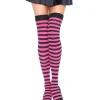 Sort og pink stribede stockings