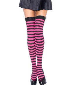 Sort og pink stribede stockings