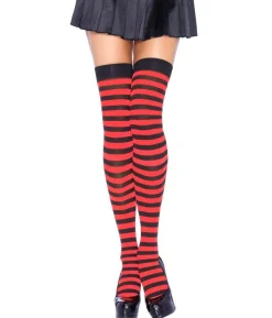 Sort og rød stribede stockings