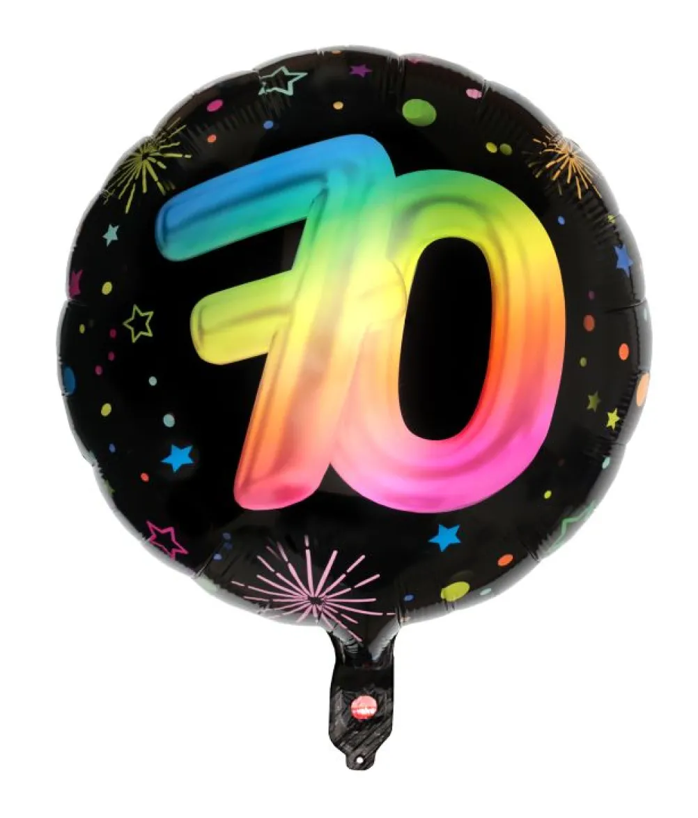 Sort og regnbue folieballon, 70 år