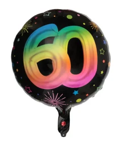 Sort og regnbue folieballon, 60 år