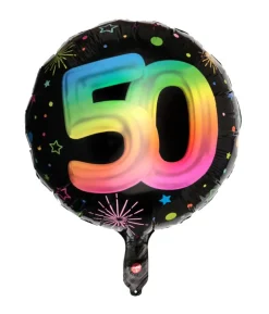 Sort og regnbue folieballon, 50 år