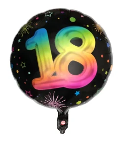 Sort og regnbue folieballon, 18 år