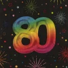Sort og regnbue servietter, 80 år