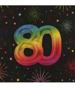 Sort og regnbue servietter, 80 år