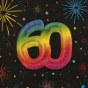 Sort og regnbue servietter, 60 år
