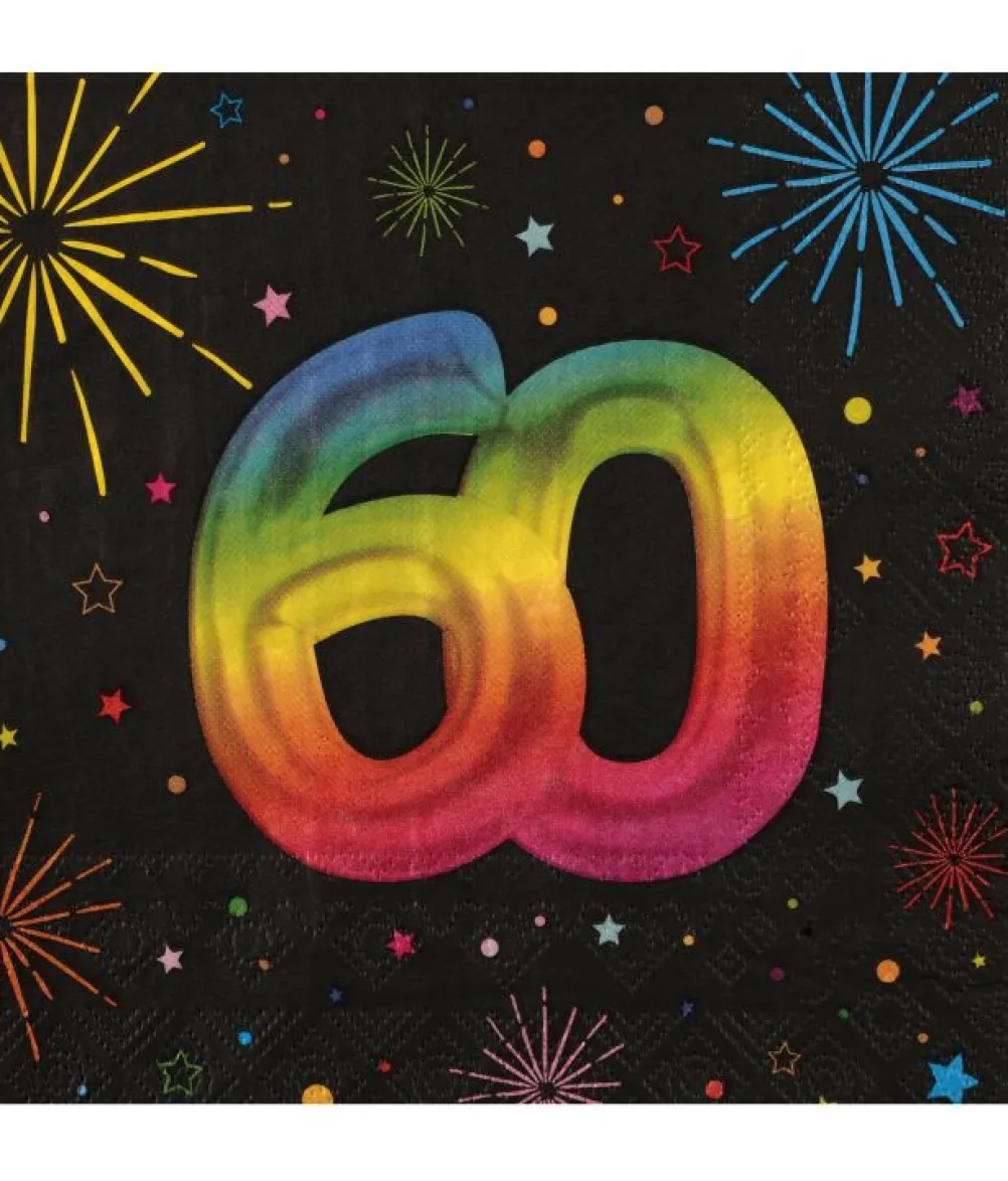 Sort og regnbue servietter, 60 år