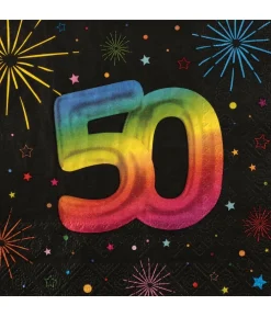 Sort og regnbue servietter, 50 år