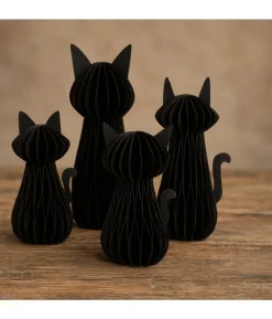 Sort papirvæv kat, 25 cm