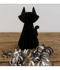 Sort papirvæv kat, 20 cm